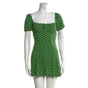 Reformation Green Floral Puff Sleeve Mini Corbin Dress in Hannah